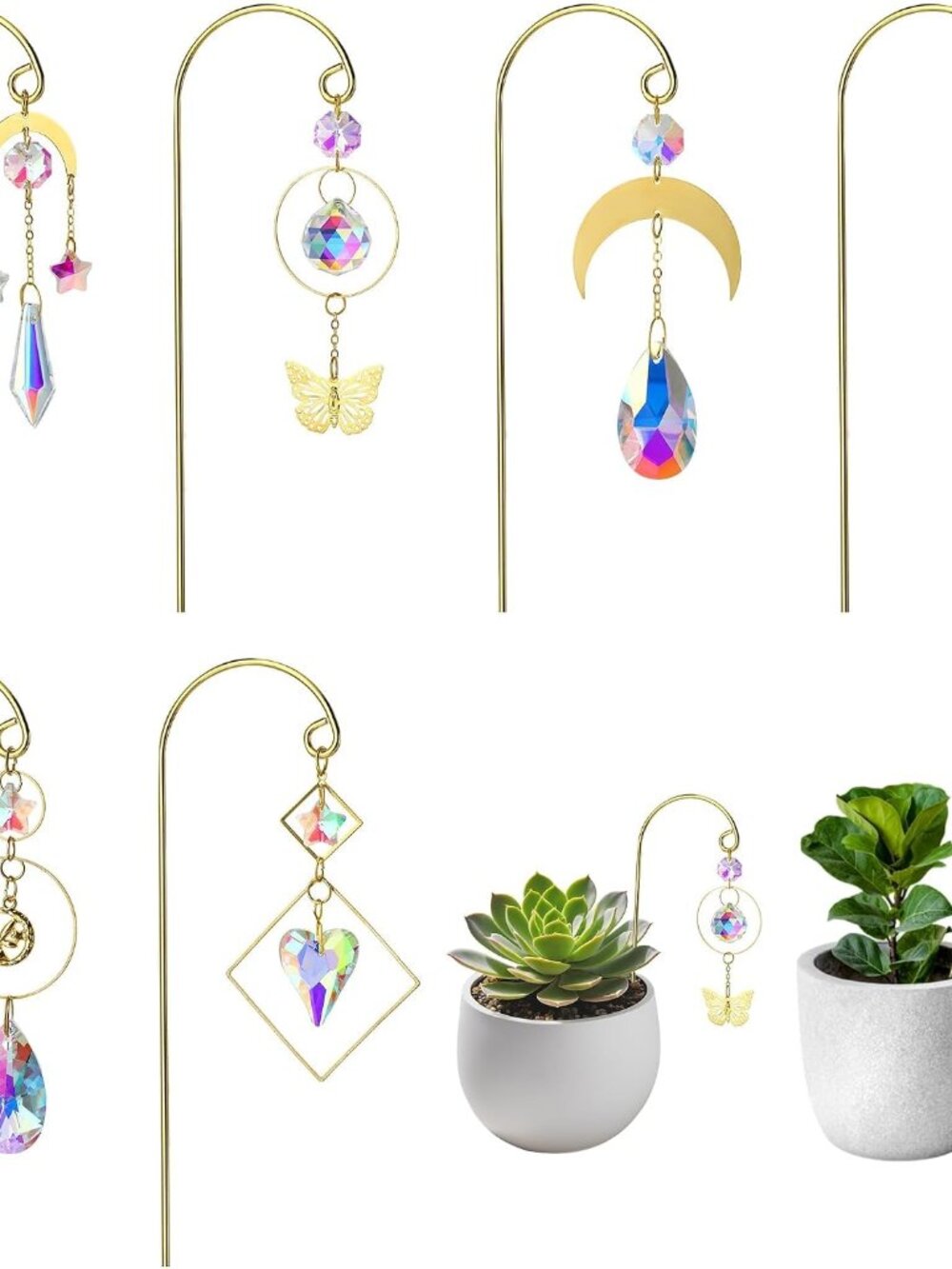 Crystal Suncatchers with Small Trellis for Potted Plants Accessories Indoor